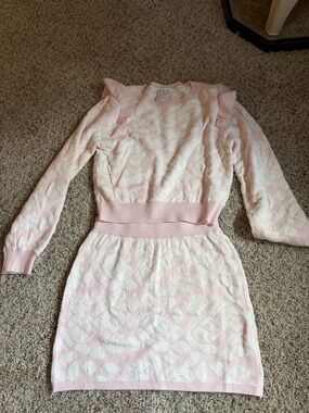 Janie and Jack Pink and White Knit Girls Matching Set